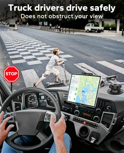 Heavy-Duty Dashboard Tablet Mount for Truck & Car, Wobble-Free Metal Arm