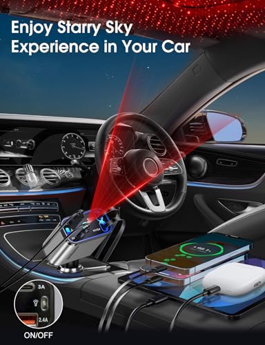 Retractable Car Charger 120W Fast Charging with Starlight,4 in 1 Universal Car Phone Charger,Built-in Type-C & Applehead Cable,Car Road Trip Retractable Accessory for iPhone,IPad,Samsung Galaxy,Pixel