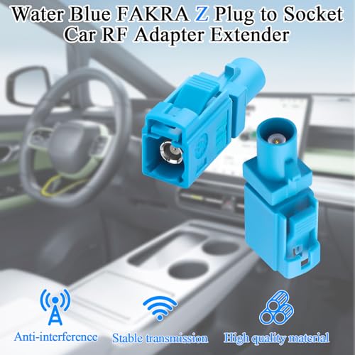 QIANRENON FAKRA Z Male to Female Vehicle RF Adapter Extender Universal FAKRA Plug to Socket Car Antenna Connector Converter Aqua Blue FAKRA Z, for GPS Satellite Broadcasting Vehicle Network,2Pcs