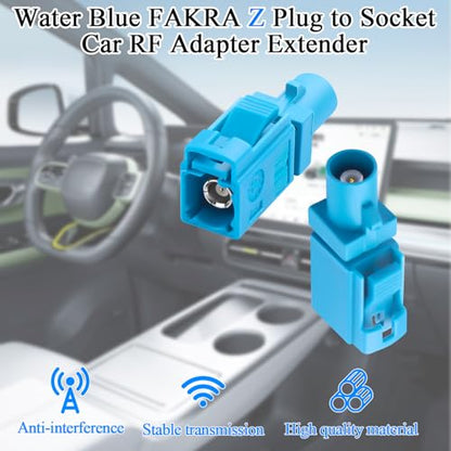 QIANRENON FAKRA Z Male to Female Vehicle RF Adapter Extender Universal FAKRA Plug to Socket Car Antenna Connector Converter Aqua Blue FAKRA Z, for GPS Satellite Broadcasting Vehicle Network,2Pcs