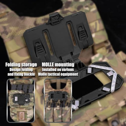 Zhongren Tactical Plate Carrier Vest Attachments Universal Phone Chest Mount for Screen Size 4.7"-6.7" Molle Foldable Navigation Phone Holder Board - color: Black