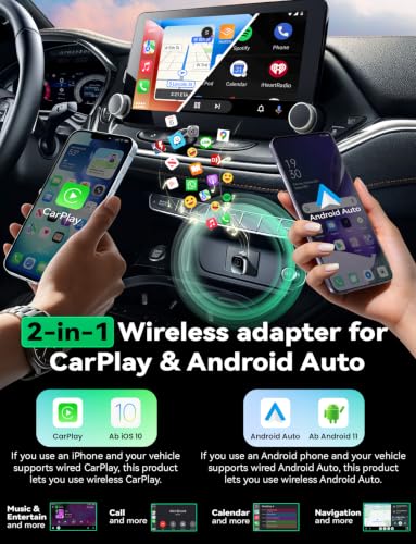 Wireless Carplay & Android Auto Adapter, Metal Design Mini & Stable 2-in-1 Dongle, Convert Vehicle's Wired CarPlay/AA to Wireless, for iOS 10+/Android 11+ & Cars from 2016 - color: pearl gunmetal