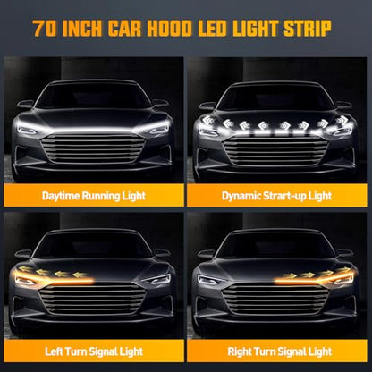 Nilight 70-Inch LED Hood Strip, White Startup DRL Amber Signals Light - color: Amber White, size: 70 Inch