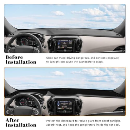 Black Dashboard Dash Board Cover Mat Carpet for Chevy Traverse 2018-2023 Accessories Dash Cover Flannel Material Dash Mat Sunshade - size: for Chevy 2018-2023 Traverse