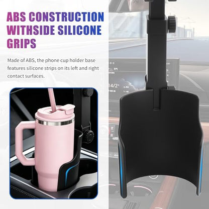 2-in-1 Cup Holder Phone Holder,Upgraded Version Cup Holders Phone Mount with Long Arm & 360° Adjustable,Cups Phones Holders for Car as Car Accessories for 4.7-7 inches Phones
