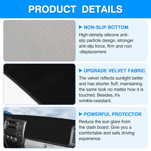Autorder Dashboard Cover Mat for Toyota 4Runner 2003 2004 2005 2006 2007 2008 2009 Accessories Dash Cover Upgrade Velvet Dash Mat Sunshade Glare UV Rays Protector (Without Dash Speaker) - size: Black 03-09 4Runner