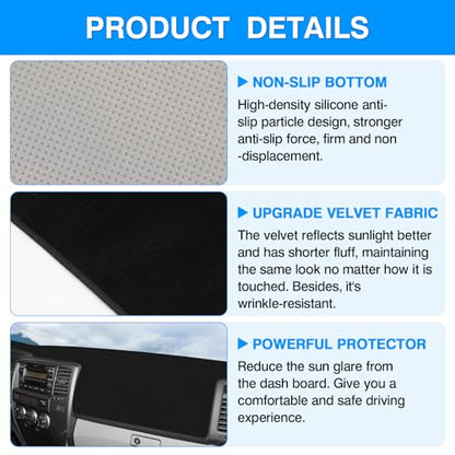Autorder Dashboard Cover Mat for Toyota 4Runner 2003 2004 2005 2006 2007 2008 2009 Accessories Dash Cover Upgrade Velvet Dash Mat Sunshade Glare UV Rays Protector (Without Dash Speaker) - size: Black 03-09 4Runner