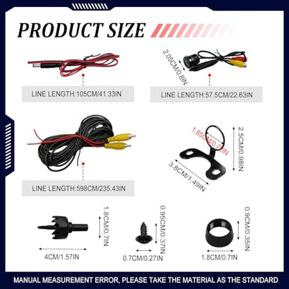 Car Reversing Camera, IP68 Waterproof HD Night Vision Rear View Cameras, 170 Degree Wide-Angle Dynamic Path Guide Line Camera, with Bracket Wire Harness, Universal for Cars (Black)