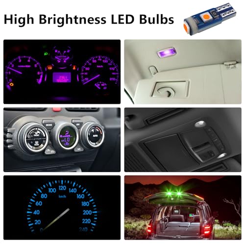 ecocstm 12 PCS T5 LED Bulbs, 74 73 37 2721 Instrument Cluster Light Bulb - color: Pinkish Purple