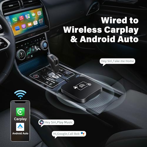 Wireless CarPlay Adapter 2 IN 1 Plug and Play Wired to Wireless Car Play Adapter Android Auto Dongle, Aux Compatible All Car Models Smart Carplay Box Support iPhone 6+/iOS 10+/Android 11.0+