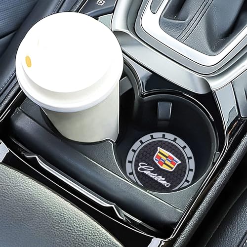 Car Cup Holder Coaster for Cadillac Escalade CT4 CT5 CT6 ATS CTS SRX XT5 Recessed Silicone Cupholder Coaster Interior Accessories 2.75in 2Pack - color: Gray-02
