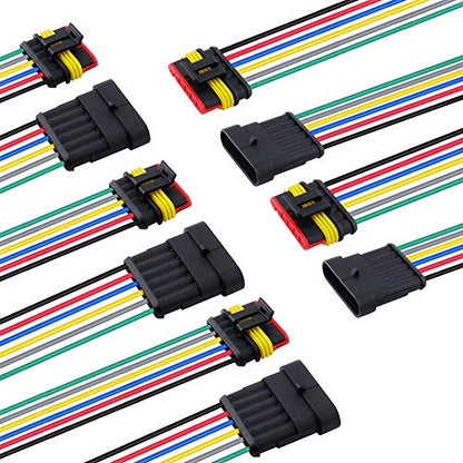 MUYI 6Pin Way 18AWG Waterproof Electrical Connector Wire Connectors-5 Kit - style: 6pin (5sets)