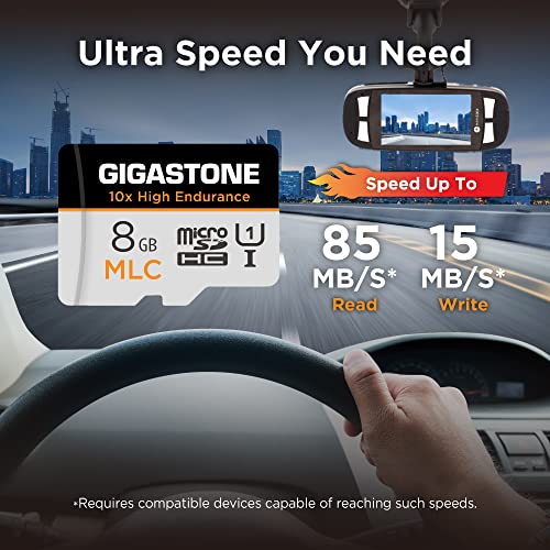 [10x High Endurance ] GIGASTONE Industrial 8GB MLC Micro SD Card 10-Pack, Full HD Video Recording, Dash Cam, Surveillance Compatible 85 MB/s, U1, with Adapter [5-Yrs Free Data Recovery] - color: 8GB High Endurance 10-Pack