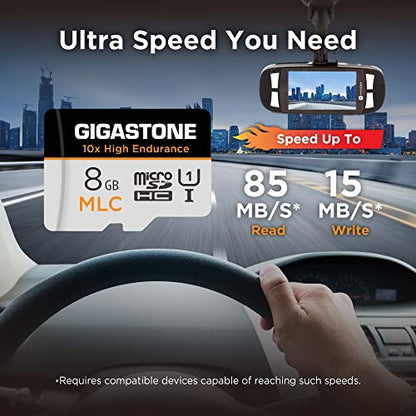 [10x High Endurance ] GIGASTONE Industrial 8GB MLC Micro SD Card 10-Pack, Full HD Video Recording, Dash Cam, Surveillance Compatible 85 MB/s, U1, with Adapter [5-Yrs Free Data Recovery] - color: 8GB High Endurance 10-Pack