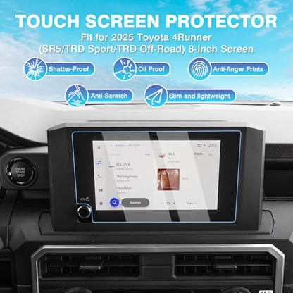Karltys [Upgrade 2 Pack Screen Protector for 2025 2026 Toyota 4Runner 8-Inch (SR5/TRD Sport/TRD Off-Road i-FORCE MAX)[No Glare & Fingerprint] Tempered Glass Toyota 4Runner - size: 8-Inch 2025 2026 Toyota 4Runner