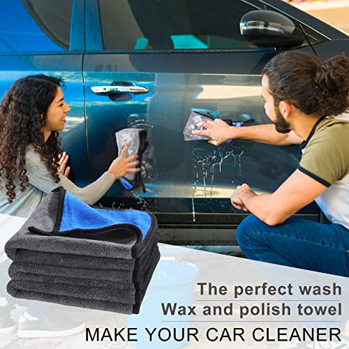 20 Pcs Microfiber Car Drying Towels 800 Gsm Thick Plush, Grey and Blue - color: Grey and Blue