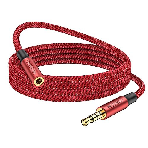 MOSWAG 32.8FT 3.5mm Male to Female Extension Cable with Microphone Stereo - color: Red, size: 32.8 ft