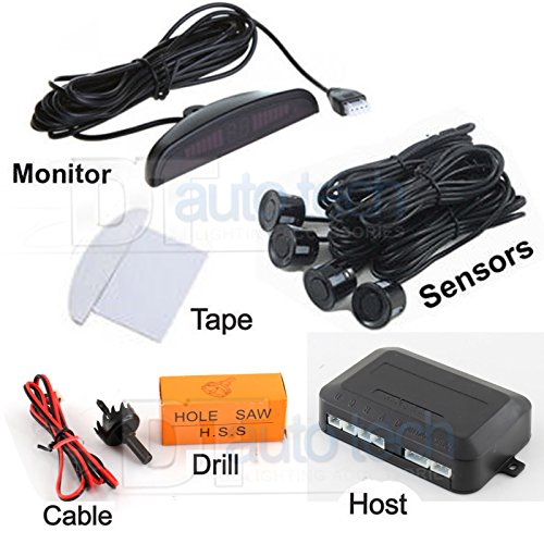 4 Parking Sensor Kit LED Display View Reverse Backup Radar System Silver - color: Silver