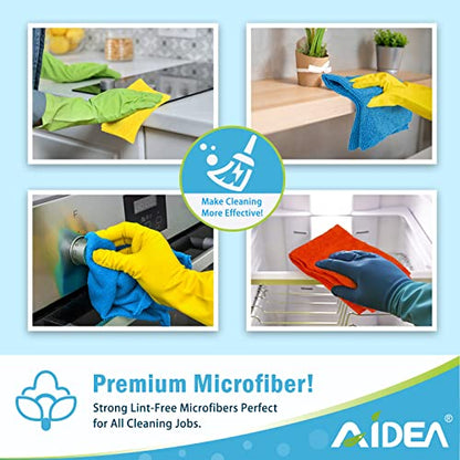 AIDEA Microfiber Cleaning Cloth 100PK, Soft Absorbent Rags, Microfiber Towels for Cars, Kitchen Towels, Dusting Cloth for Home, Window, Cleaning Supplies,12"×12" - color: Blue/Yellow