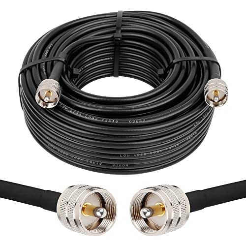 MOOKEERF RG8x Coaxial Cable 100ft,CB Coax Cable 50 Ohm,UHF PL259 Male to Male Low Loss CB Antenna Extension for HAM Radio,VHF Radio,SWR Meter,Dummy Load,Antenna Analyzer - size: 100FT