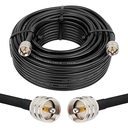 MOOKEERF RG8x Coaxial Cable 100ft,CB Coax Cable 50 Ohm,UHF PL259 Male to Male Low Loss CB Antenna Extension for HAM Radio,VHF Radio,SWR Meter,Dummy Load,Antenna Analyzer - size: 100FT