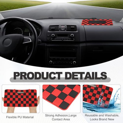 2 Pcs Car Dashboard Anti-Slip Mat, 10.2" x 5.9" Phone Grip Pad Non-Slip PVC Mat Anti-Skid Holder for Phone Keys Sunglasses Electronic Devices, Black-White - color: Black-White