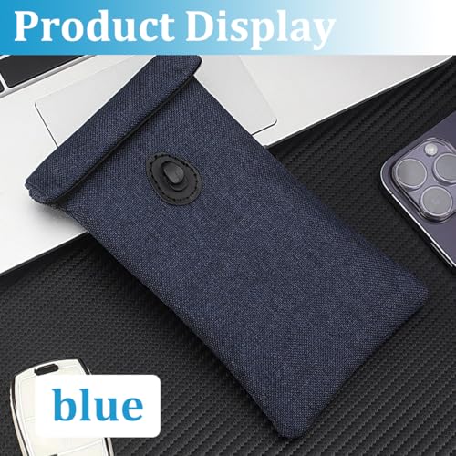 2PCS Faraday Bags for Car Key, Anti-Tracking Vehicle Faraday Key Fob Protector Cage for Privacy Protection, RFID Anti-Theft Automotive Signal Blocking Pouch, Universal Fit (Blue) - color: Blue
