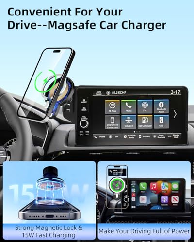 PZK Car Phone Holder for Hyundai Elantra 2021-2026 8-Inch/10.25-Inch Screen - color: Magsafe+ Wireless Charger, size: Extension Rod