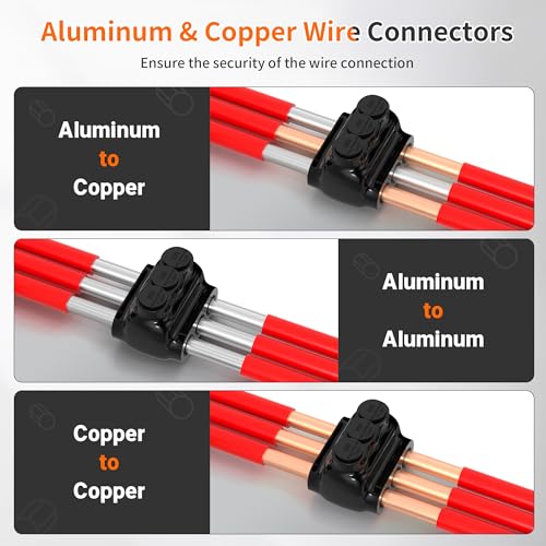 Joinfworld 3 Port Insulated Multi Tap Connector 350MCM-6 Gauge Wire Connectors Aluminum to Copper Wire Connectors Dual Entry Wire Splice Connectors - 4 Pack - size: 350MCM-6 AWG