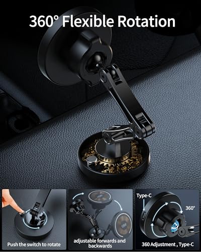 ZBF Magnetic Wireless Car Mount Charger, 15W Fast Charging for MagSafe Car Mount,Magnetic Car Phone Holder Mount, Car Cell Phone Holder Fit iPhone 17 16 15 14 13 12 All Smartphones - style: Rechargeable