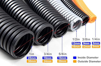 ZhiYo 20FT 3/4" Wire Loom Split Tubing Auto Wire Conduit - color: Black, size: 20FT 3/4”