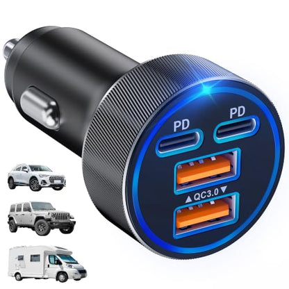 USB C Car Charger, 90W Super Fast Cigarette Lighter Adapter, 30% Smaller