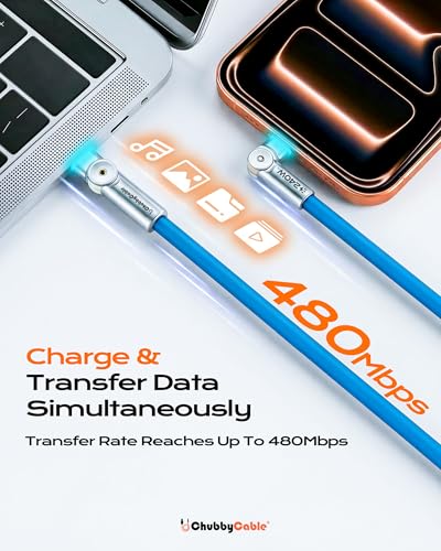 chubbycable RotateX 240W 180° Rotating USB C to USB C Cable, Blue, 6.6ft - color: Blue, size: 6.6ft (2m)
