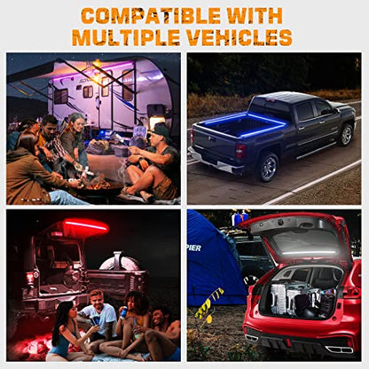 XRIDONSEN 40 Inch RGBW Rear Window Lift Gate Dome Light Strip Back Glass Tailgate Hatch Trunk Cargo Camping Light RF Wireless Remote Compatible with Jeep Wrangler JL JK YJ TJ JKU JLU 2/4-Door SUV
