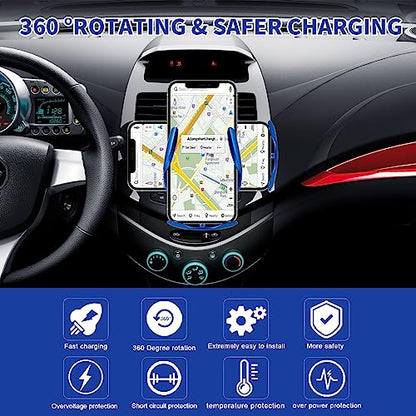Wireless Car Charger Vent Mount Automotive Electric Induction 15W Wireless Charger Car Vent Mount Bracket Fast Charging Auto-Clamping Car Phone Holder Mount Air Vent Phone Holde(Red)