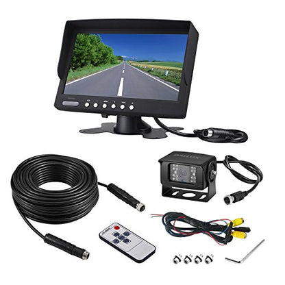 Truck Backup Camera Monitor kit,Heavyduty Vehicle Waterproof Night Vision Wide Angle Rearview Cab Cam+7 inch Screen+66ft Extension Cable for Bus/Van/Fifth Wheel/Trailer/RV/Camper/Pickup/(12V-24V) - color: DL001