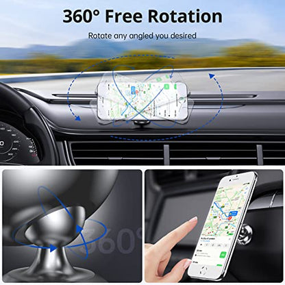 SYNCWIRE Magnetic Car Phone Holder for Dashboard, 360° Adjustable Strong Magnets Cell Phone Car Mount Compatible with iPhone, Samsung, Android - Gray - color: Gray