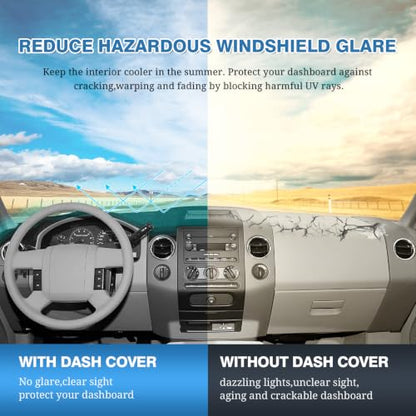 FIILINES Dash Cover for 2004-2008 Ford F150 F-150/2006-2008 Lincoln Mark LT, Dashboard Mat Exact Fit for F150 Accessories Dashboard Pad Carpet Dash Mat Sunshade Non-Slip Protector No Glare Black - size: For F150 2004-2008