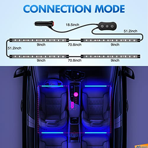 Nilight RGB LED Car Interior Stripe Light with APP Control Multicolor Music Sync Mode Waterproof Car Under-Glow Lighting Lamp Kits Universal Cars Truck ATV UTV - color: APP RGB Lights