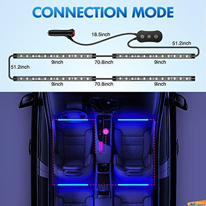 Nilight RGB LED Car Interior Stripe Light with APP Control Multicolor Music Sync Mode Waterproof Car Under-Glow Lighting Lamp Kits Universal Cars Truck ATV UTV - color: APP RGB Lights