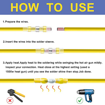 haisstronica 480PCS Heat Shrink Wire Connectors, 12-10 AWG, Yellow 11 Sizes - size: 480