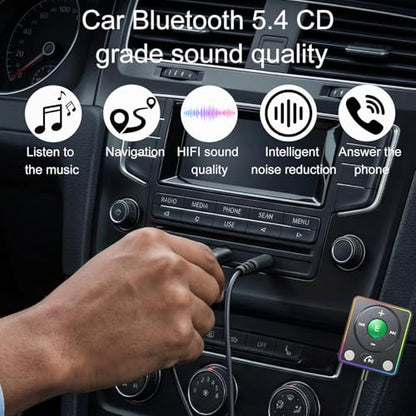 Upgrade Bluetooth 5.4 AUX Car Adapter,Dual Mic Noise Cancellation - color: Black