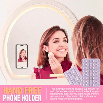 Double Sided Silicone Suction Phone Holder Mount, Silicon Accessory for iPhone and Android, Hands-Free Mirror Shower Phone Holder, TikTok Videos and Selfies (Combo E) - color: Combo E