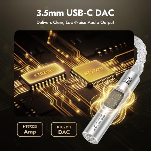 USB C to 3.5mm Audio Adapter with DAC for iPhone, Samsung & iPad - color: silver