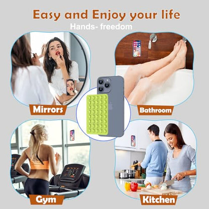 Double Sided Silicone Suction Phone Holder Mount, Silicon Accessory for iPhone and Android, Hands-Free Mirror Shower Phone Holder, TikTok Videos and Selfies (Combo H) - color: Combo H