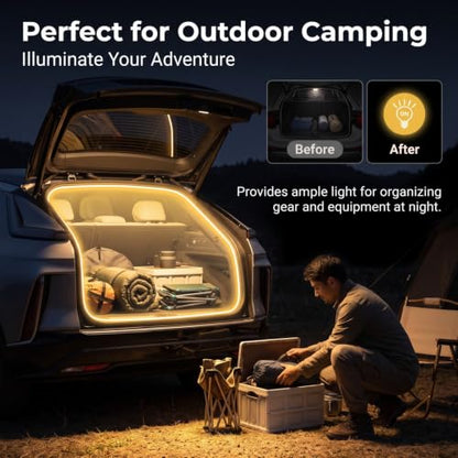 Car Cargo Area LED Light Strip, 13.12Ft Trunk Ambient Illumination Tape, Self-Adhesive Trimmable Flexible Waterproof LED Strip, Universal for Most Cars (Warm White) - color: Warm White