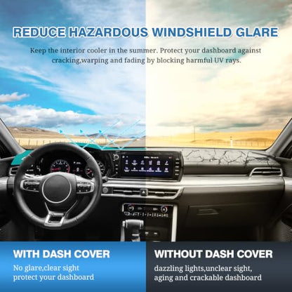 FIILINES Dash Cover Fit for 2021-2024 Kia K5 (Without HUD), Dashboard Mat Exact Fit for K5 Interior Accessories Dashboard Pad Carpet Dash Mat Sunshade Non-Slip Polyester Protector No Glare Black - size: For K5 2021-2024