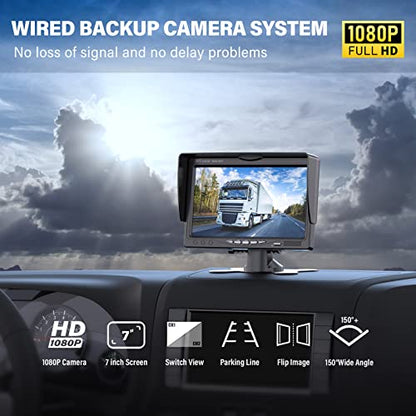 Wired RV Backup Camera, 7" 1080P IPS Monitor & 2 Rear View Cameras - size: 2 Cameras
