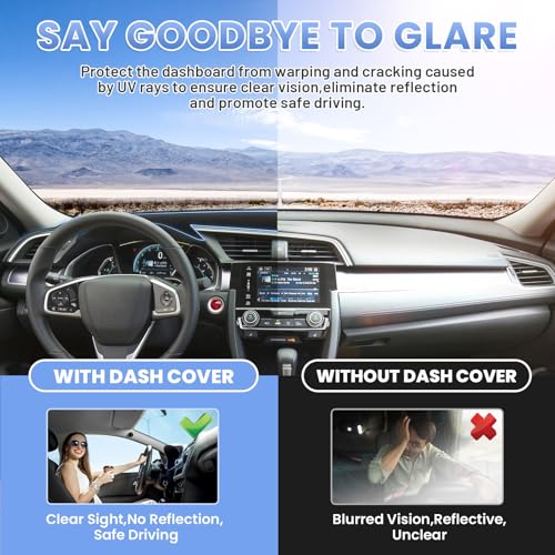 Sunsdrew Dash Cover for 2016-2021 Honda Civic Dashboard Cover Mat - size: 16-21 Honda Civic Dash Cover