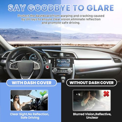 Sunsdrew Dash Cover for 2016-2021 Honda Civic Dashboard Cover Mat - size: 16-21 Honda Civic Dash Cover